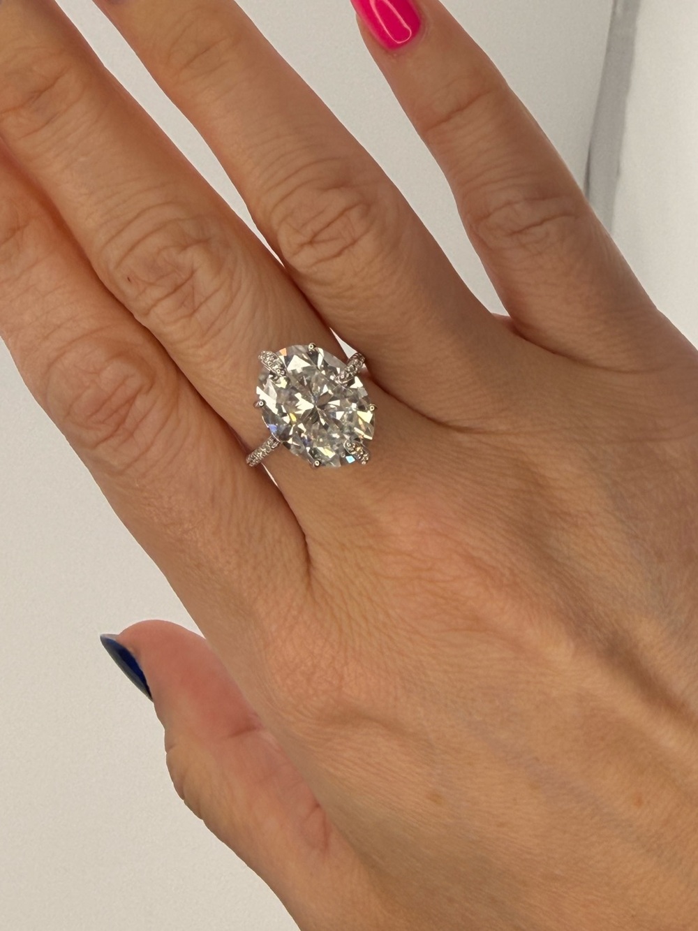 12.48CT Hidden Halo Oval Moissanite Statement Ring S925 Silver